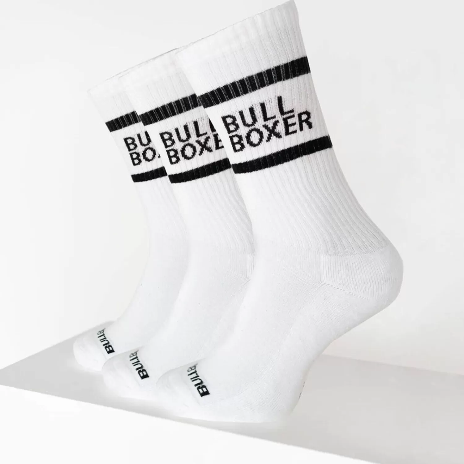 Frauen Bullboxer Socken Damen Weis 3Er-Pack