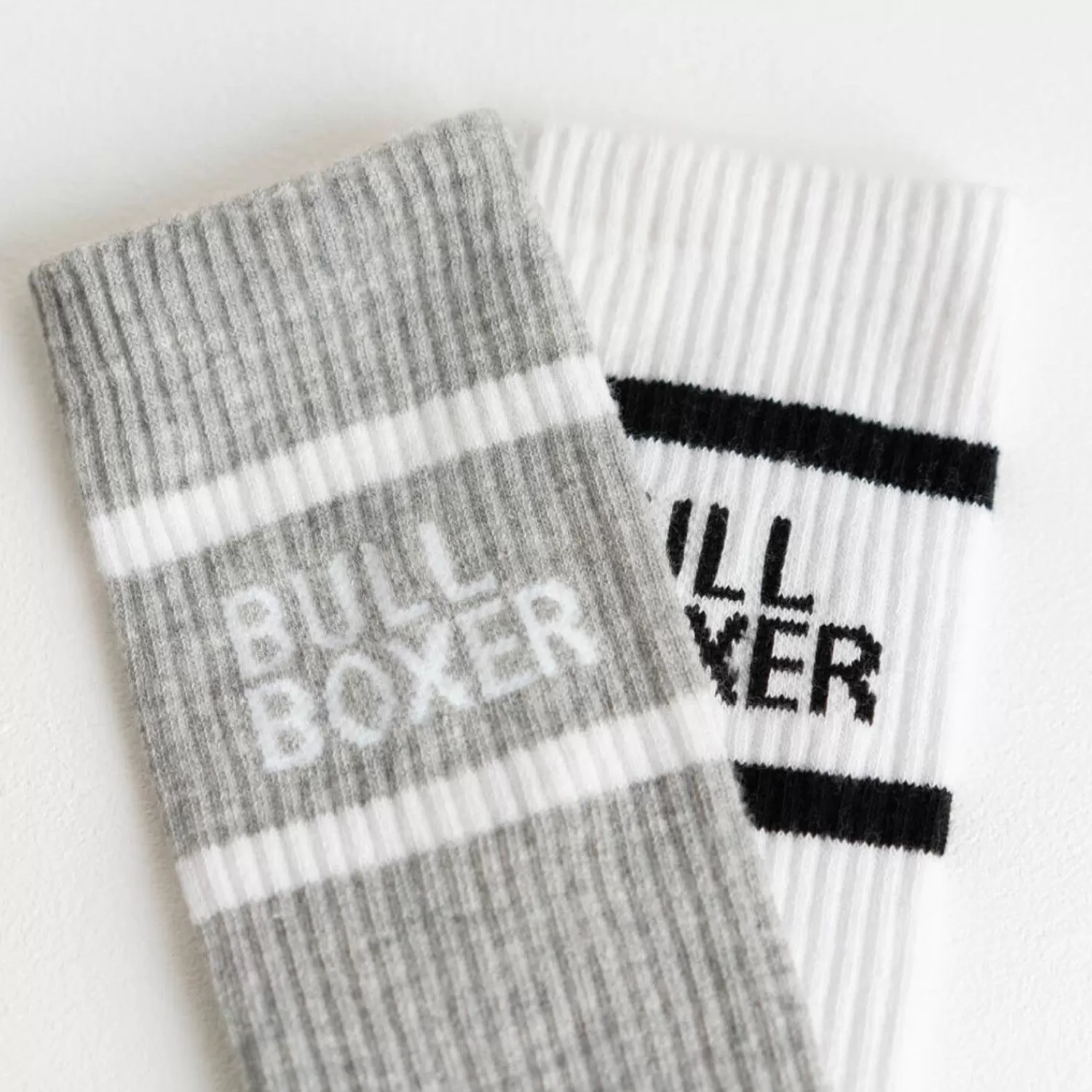 Frauen Bullboxer Socken Damen Weis/Grau 2Er-Pack