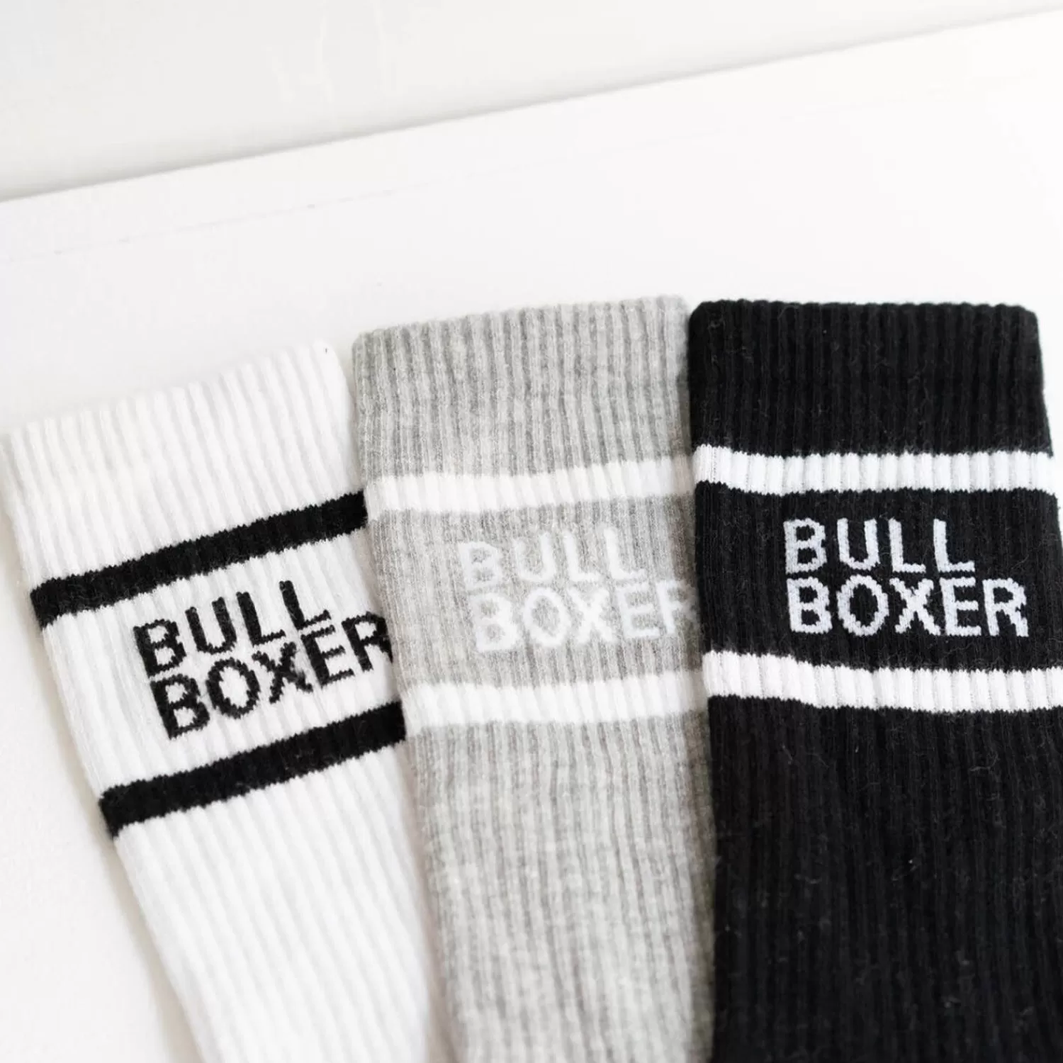 Frauen Bullboxer Socken Damen Weis/Schwarz/Grau 3Er-Pack