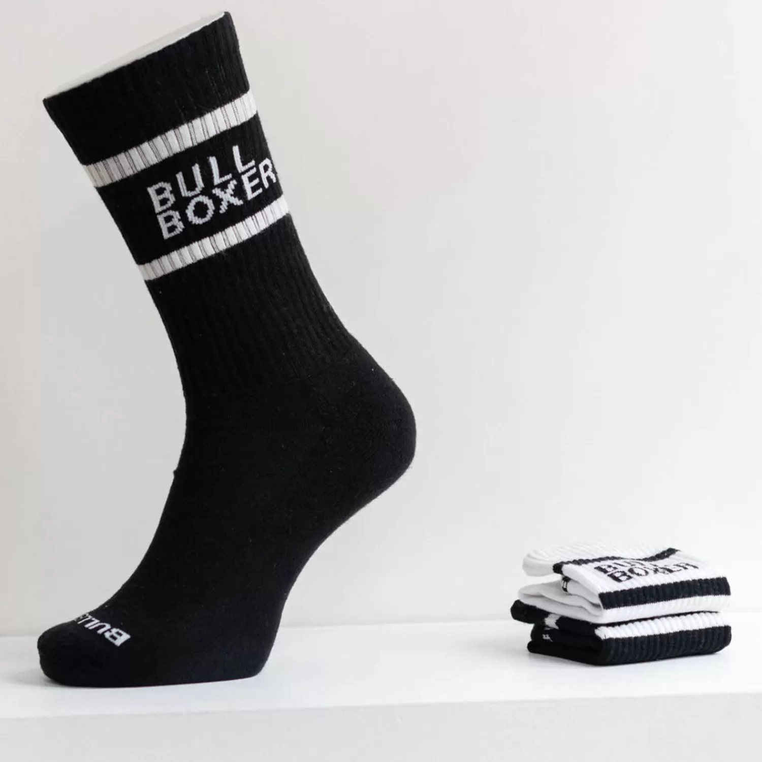 Männer Bullboxer Socken Herren Schwarz/Weis 2Er-Pack