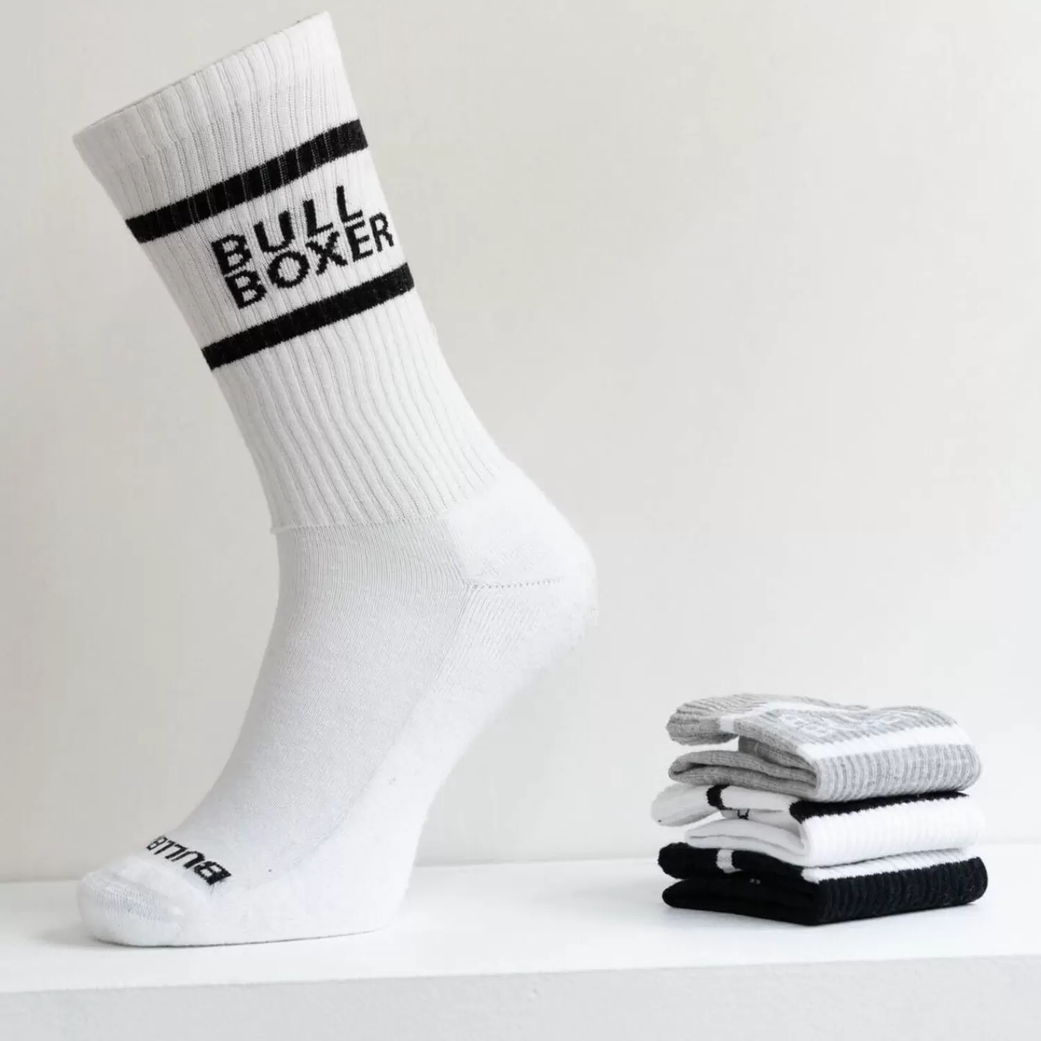 Männer Bullboxer Socken Herren Weis/Schwarz/Grau 3Er-Pack